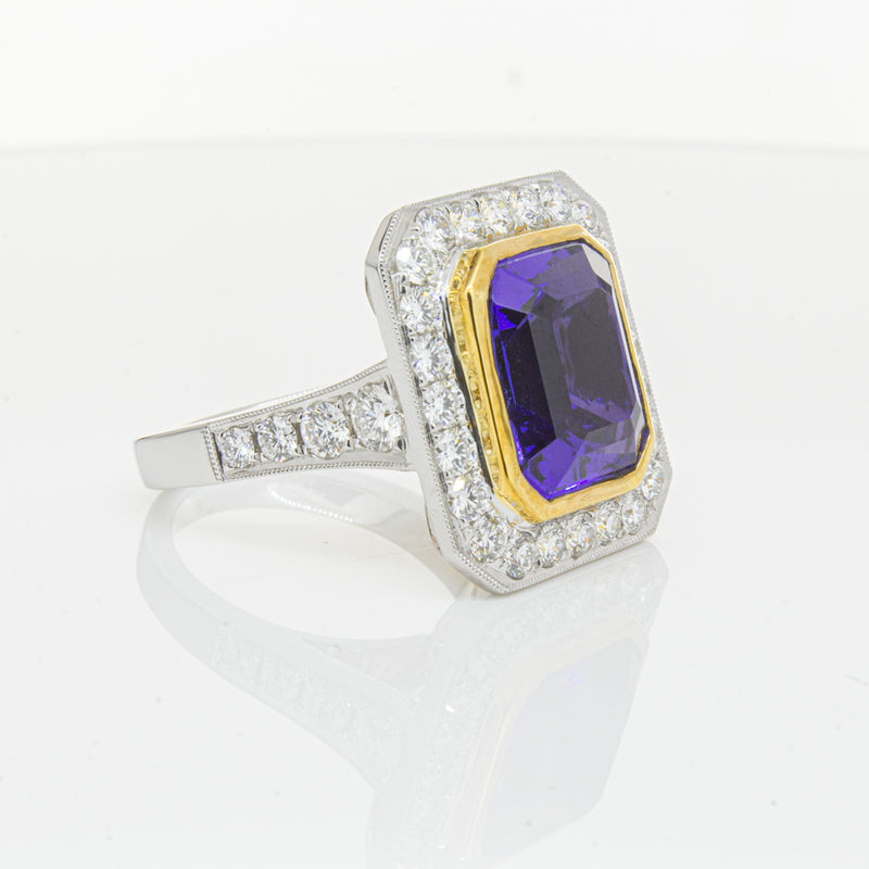 18ct White Gold Tanzanite & Diamond Ring-Ring-Walker & Hall