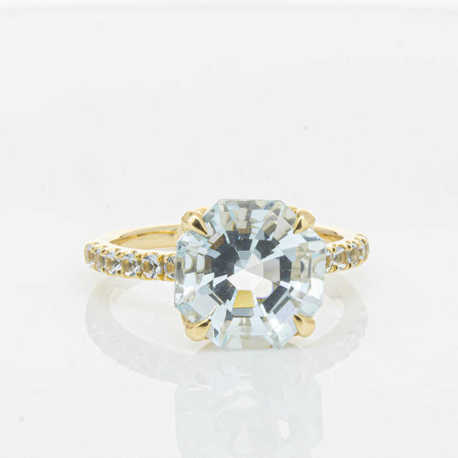 18ct Yellow Gold Aquamarine Octavus Ring-Ring-Walker & Hall