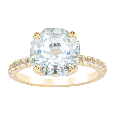 18ct Yellow Gold Aquamarine Octavus Ring-Ring-Walker & Hall