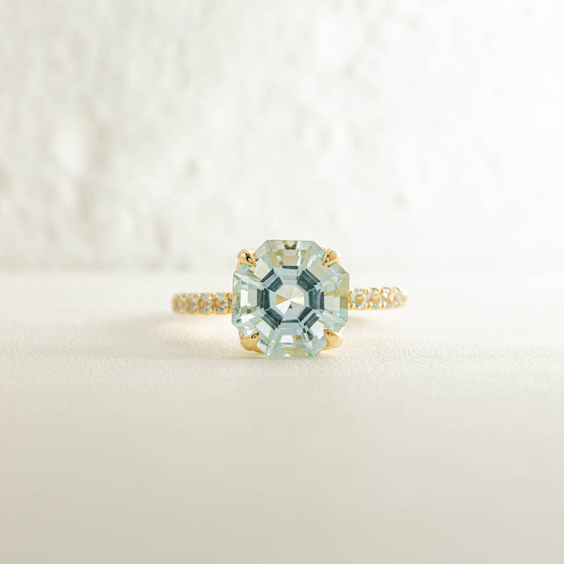 18ct Yellow Gold Aquamarine Octavus Ring-Ring-Walker & Hall