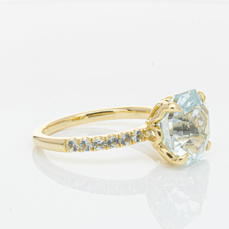 18ct Yellow Gold Aquamarine Octavus Ring-Ring-Walker & Hall