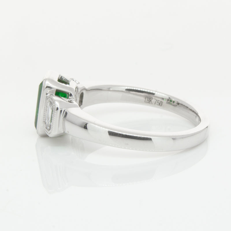 18ct White Gold Emerald & Diamond Ring-Ring-Walker & Hall