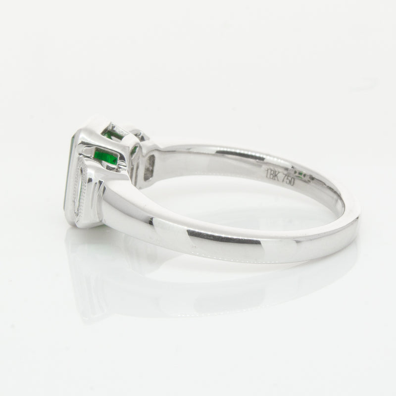 18ct White Gold Emerald & Diamond Ring-Ring-Walker & Hall