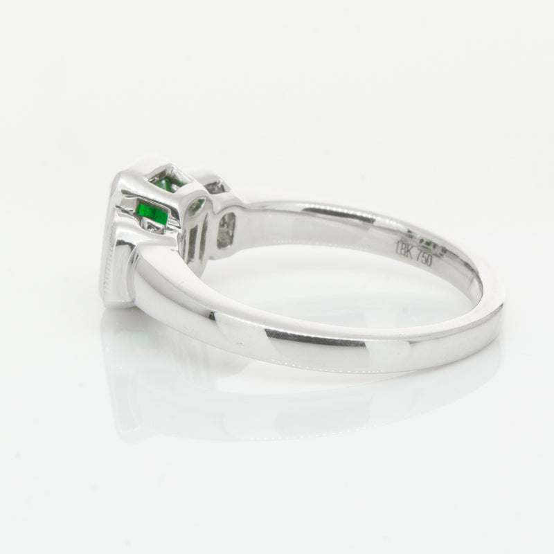 18ct White Gold Emerald & Diamond Ring-Ring-Walker & Hall