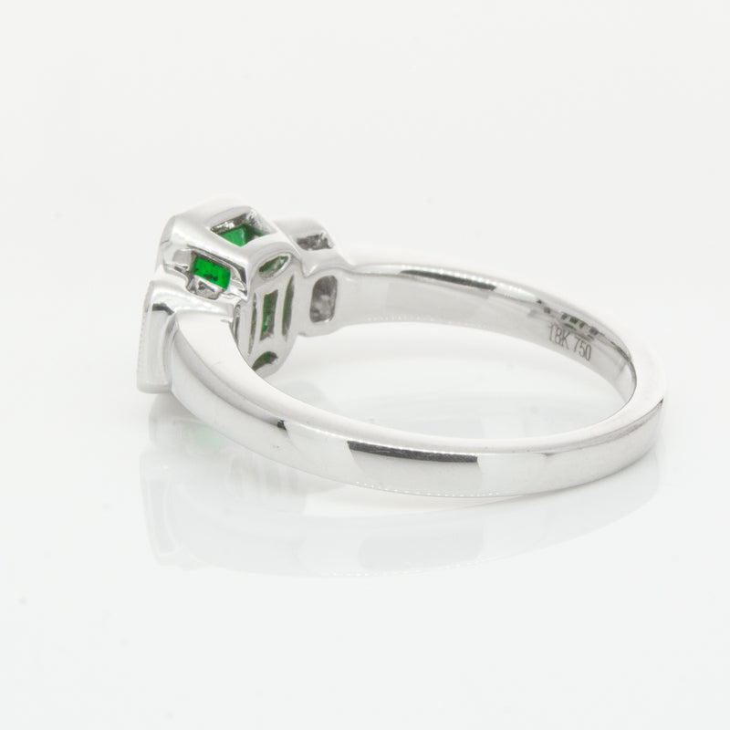 18ct White Gold Emerald & Diamond Ring-Ring-Walker & Hall