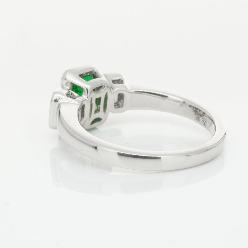 18ct White Gold Emerald & Diamond Ring-Ring-Walker & Hall