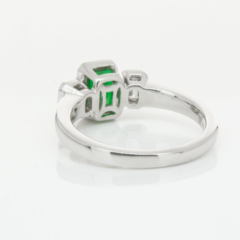18ct White Gold Emerald & Diamond Ring-Ring-Walker & Hall