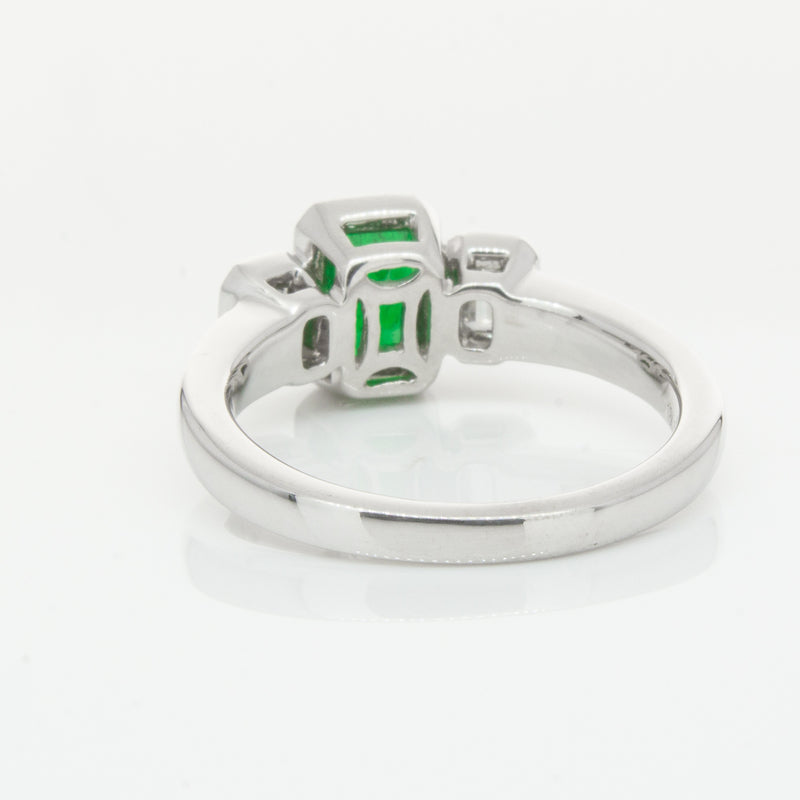 18ct White Gold Emerald & Diamond Ring-Ring-Walker & Hall