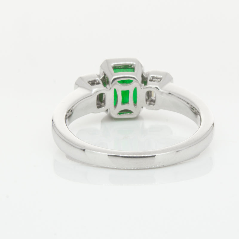 18ct White Gold Emerald & Diamond Ring-Ring-Walker & Hall