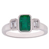 18ct White Gold Emerald & Diamond Ring-Ring-Walker & Hall