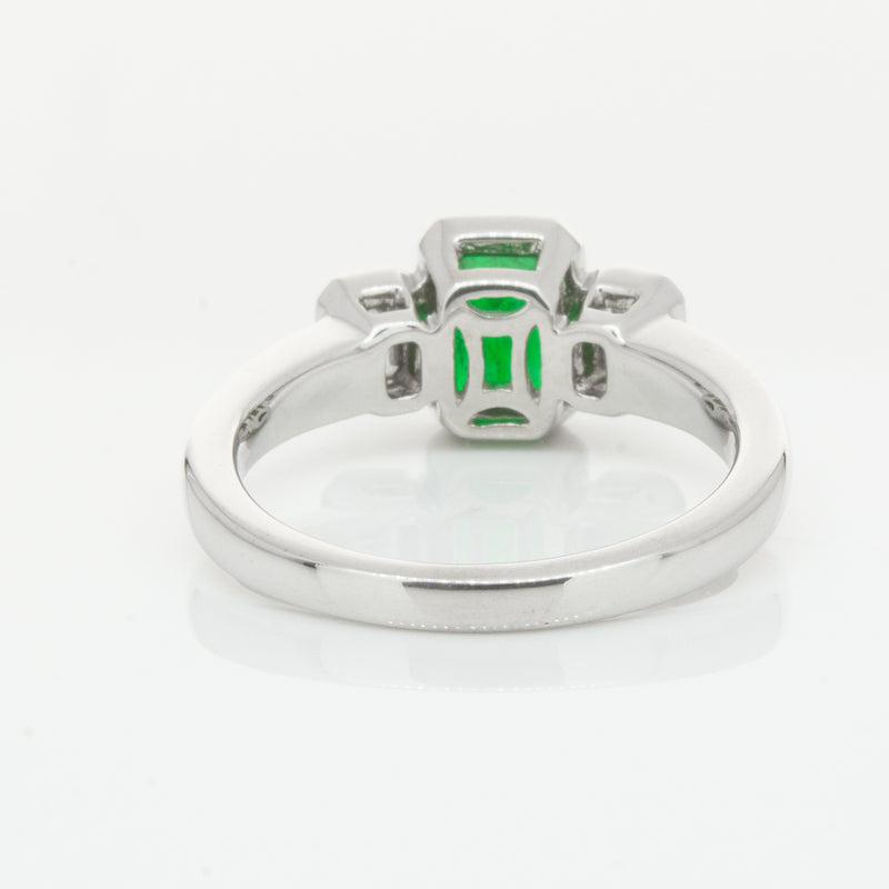 18ct White Gold Emerald & Diamond Ring-Ring-Walker & Hall