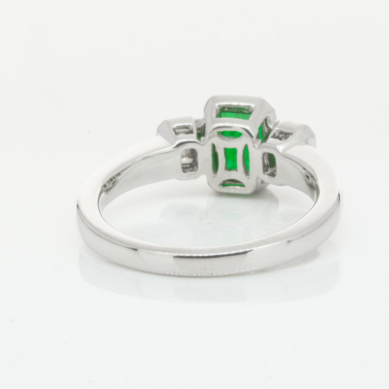 18ct White Gold Emerald & Diamond Ring-Ring-Walker & Hall