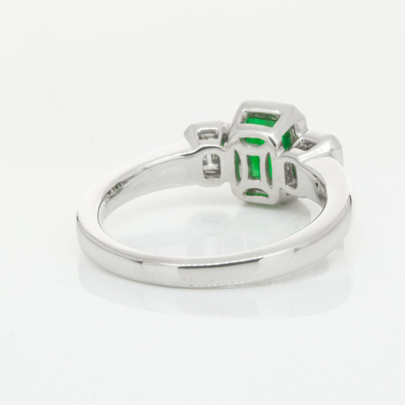 18ct White Gold Emerald & Diamond Ring-Ring-Walker & Hall