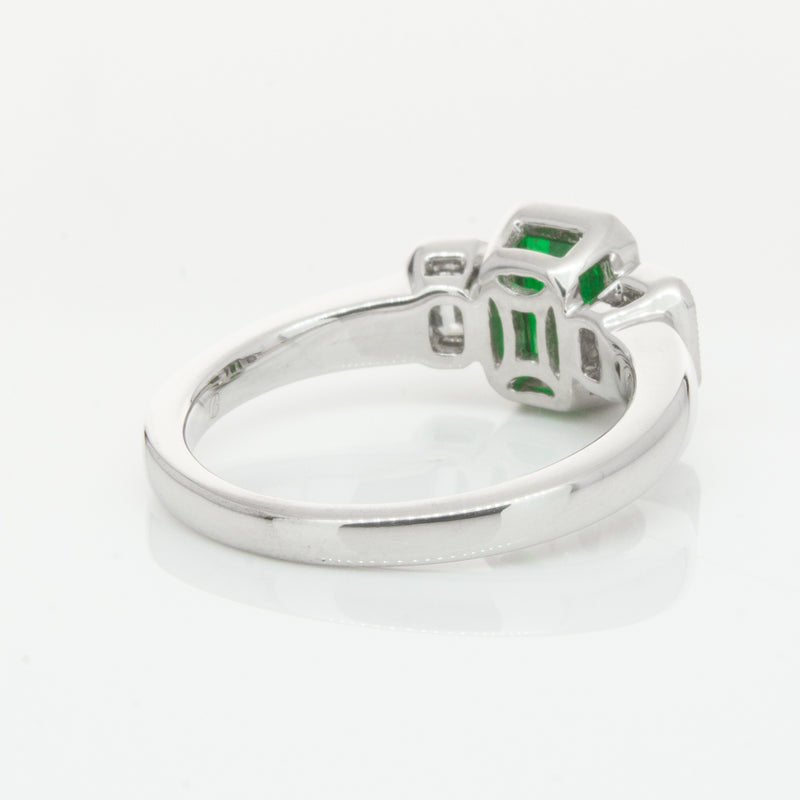 18ct White Gold Emerald & Diamond Ring-Ring-Walker & Hall