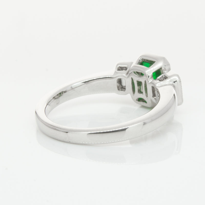 18ct White Gold Emerald & Diamond Ring-Ring-Walker & Hall