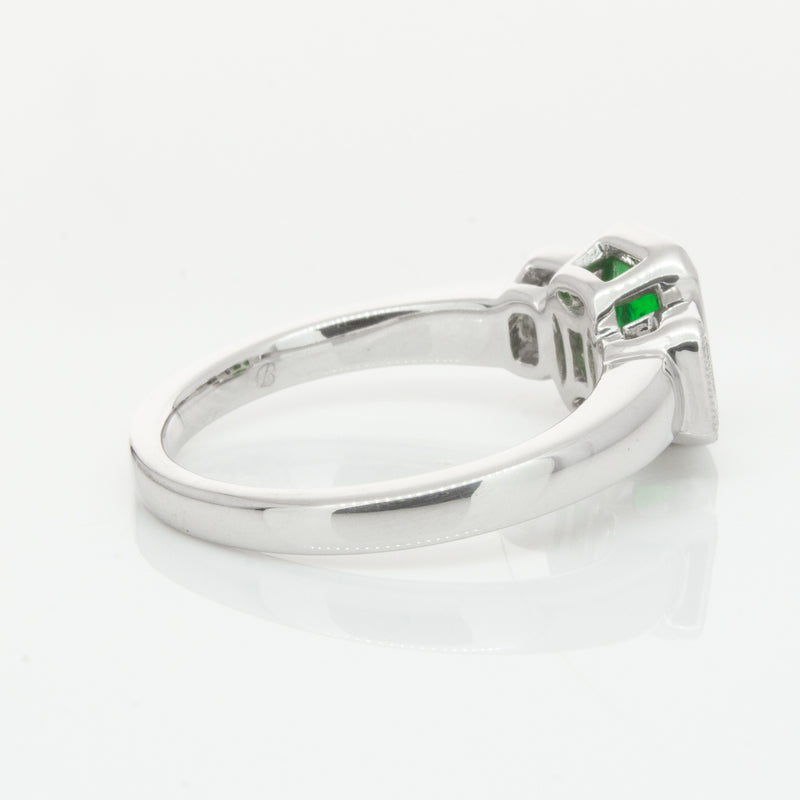 18ct White Gold Emerald & Diamond Ring-Ring-Walker & Hall