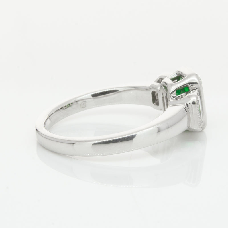 18ct White Gold Emerald & Diamond Ring-Ring-Walker & Hall