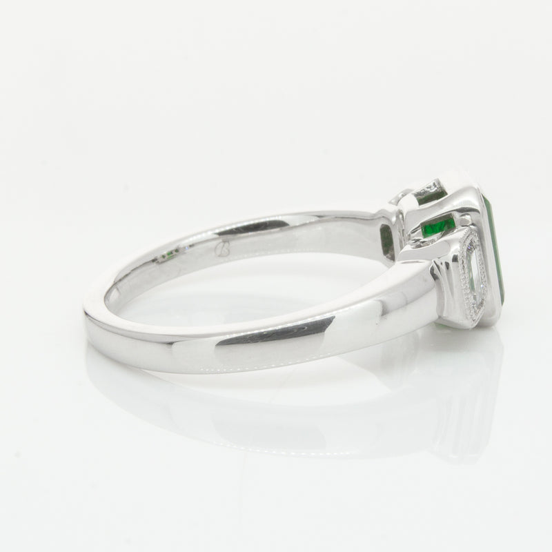 18ct White Gold Emerald & Diamond Ring-Ring-Walker & Hall