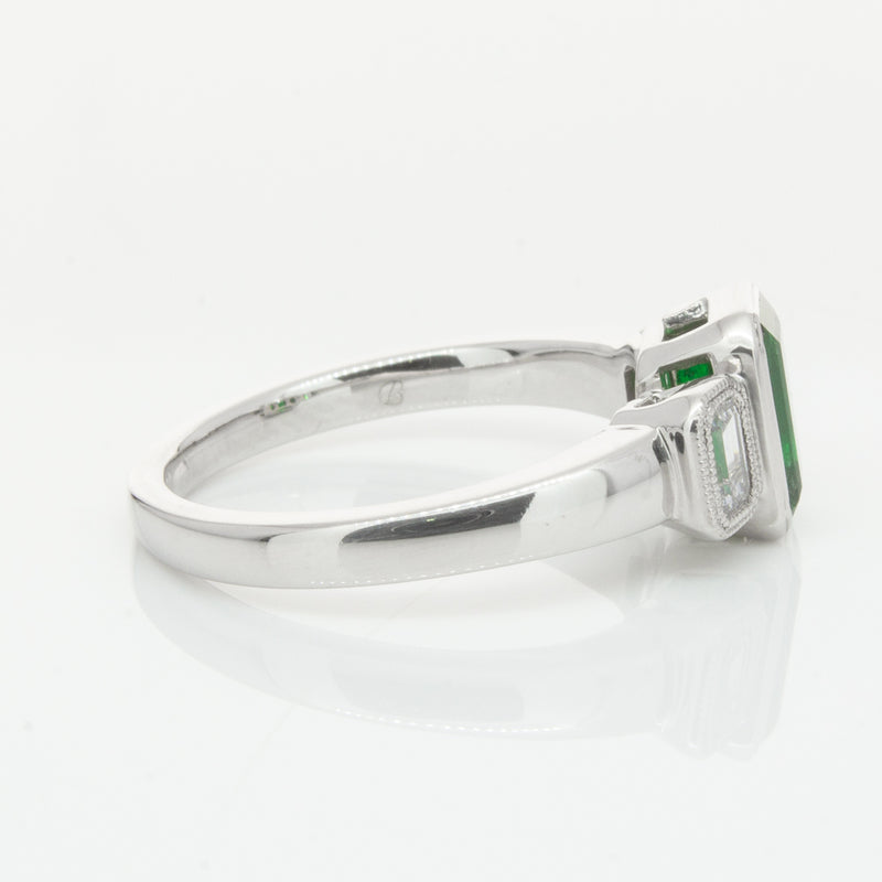 18ct White Gold Emerald & Diamond Ring-Ring-Walker & Hall