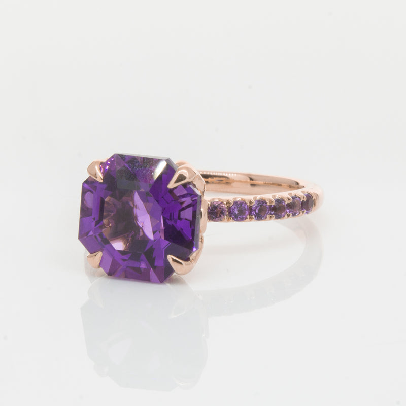 18ct Rose Gold Amethyst Octavus Ring-Ring-Walker & Hall