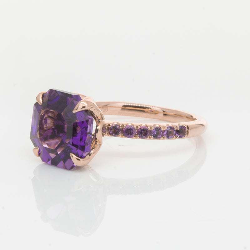 18ct Rose Gold Amethyst Octavus Ring-Ring-Walker & Hall