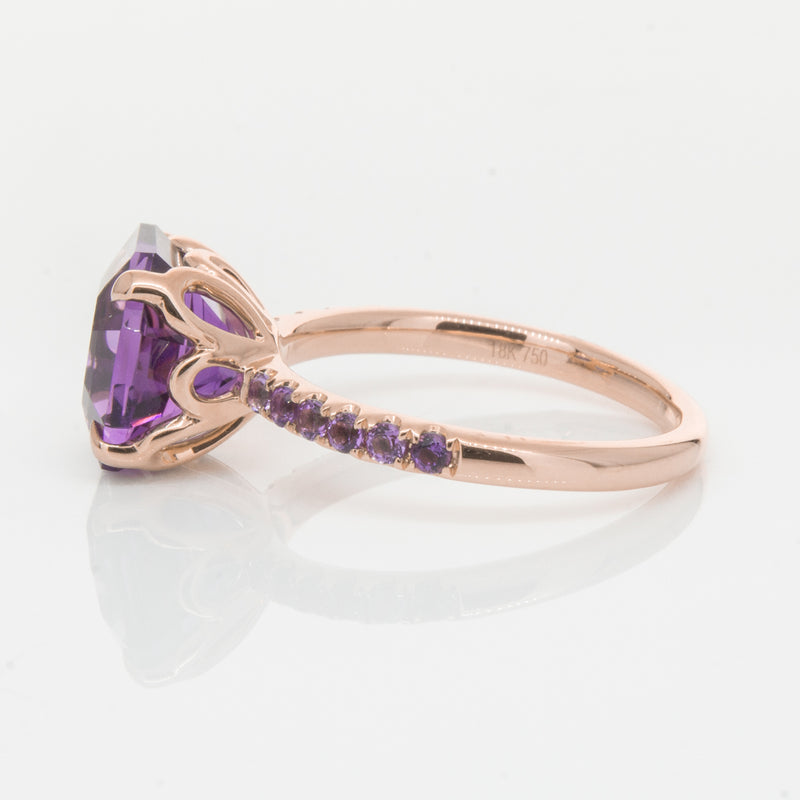 18ct Rose Gold Amethyst Octavus Ring-Ring-Walker & Hall