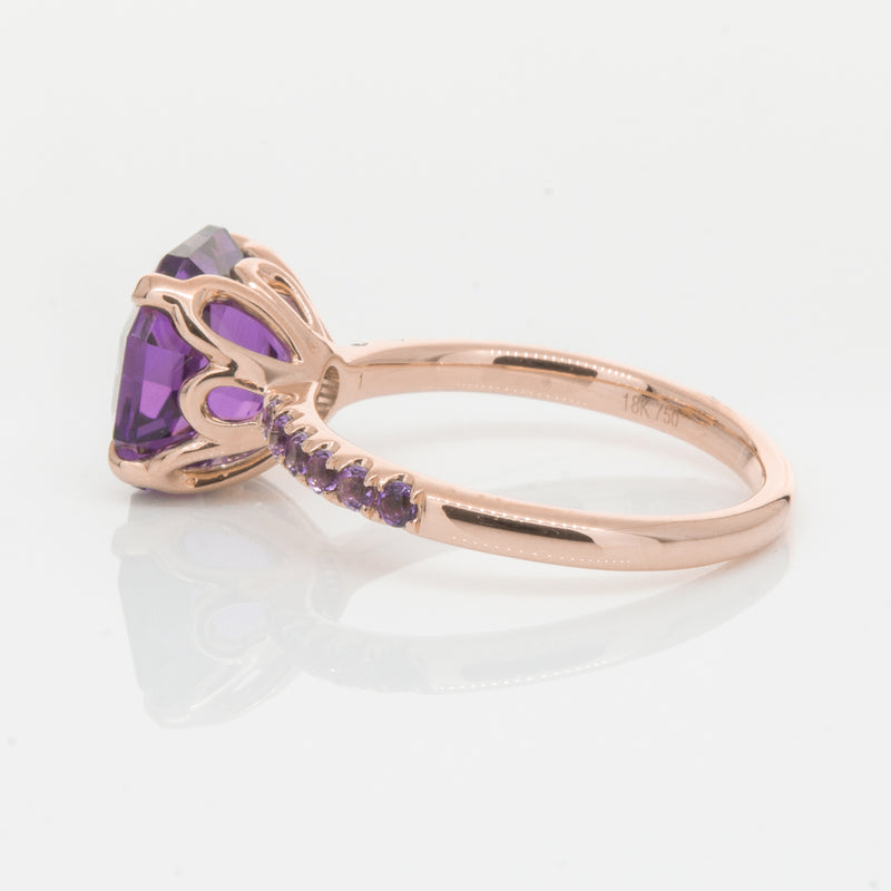 18ct Rose Gold Amethyst Octavus Ring-Ring-Walker & Hall