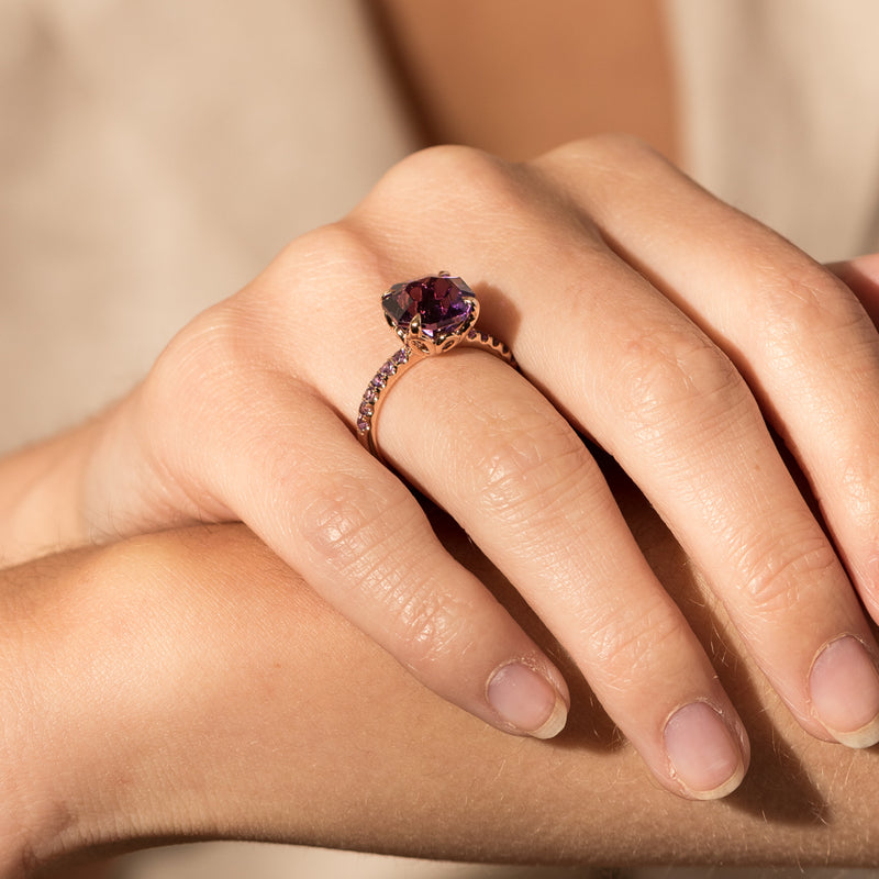 18ct Rose Gold Amethyst Octavus Ring-Ring-Walker & Hall