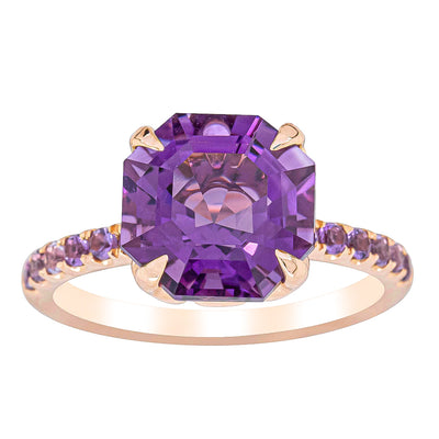 18ct Rose Gold Amethyst Octavus Ring-Ring-Walker & Hall