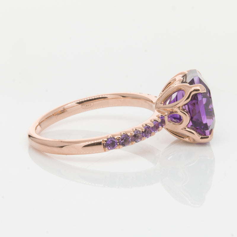 18ct Rose Gold Amethyst Octavus Ring-Ring-Walker & Hall