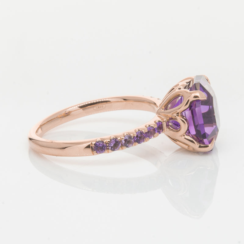 18ct Rose Gold Amethyst Octavus Ring-Ring-Walker & Hall