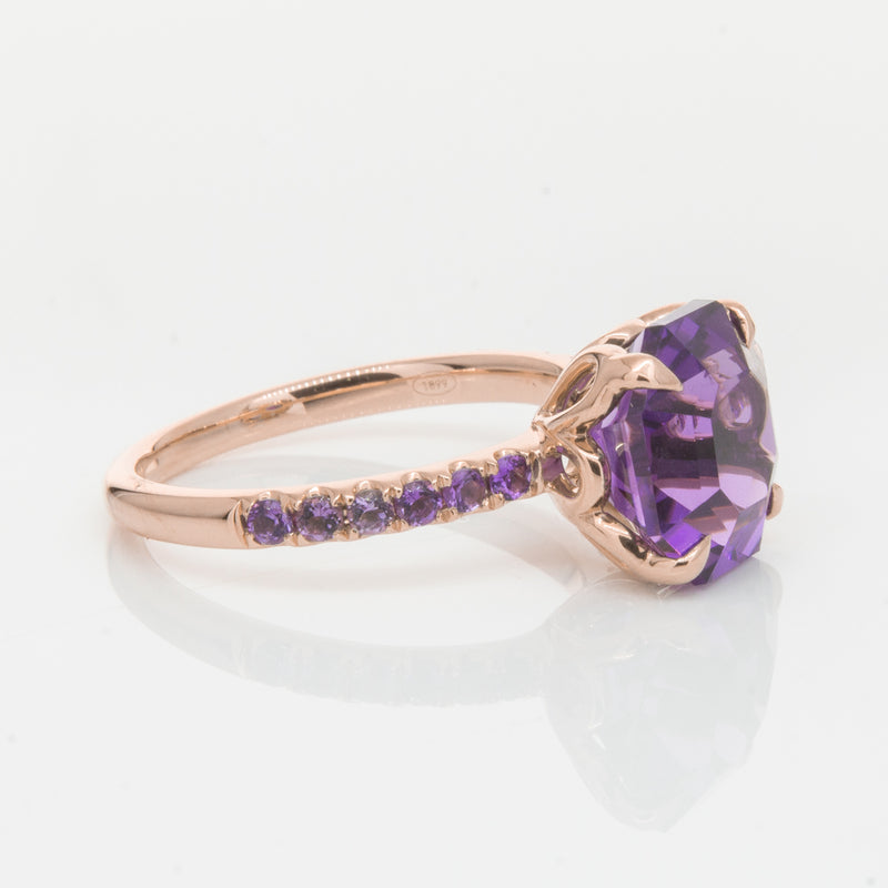 18ct Rose Gold Amethyst Octavus Ring-Ring-Walker & Hall