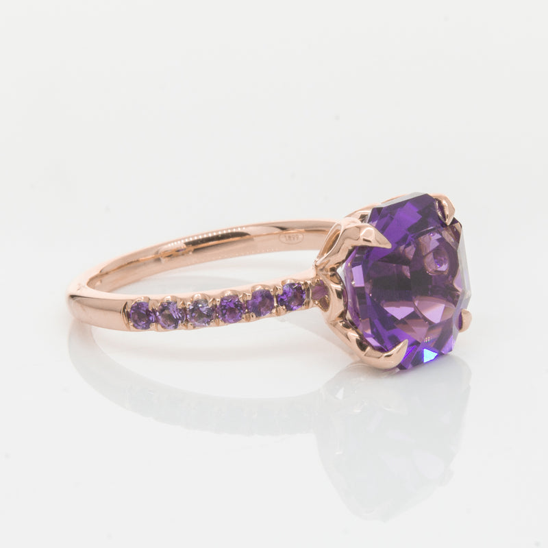18ct Rose Gold Amethyst Octavus Ring-Ring-Walker & Hall