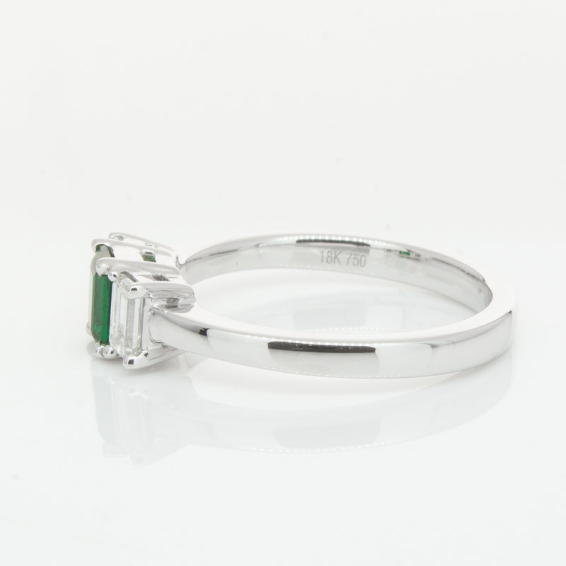 18ct White Gold Emerald & Diamond Odyssey Ring-Ring-Walker & Hall