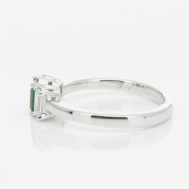 18ct White Gold Emerald & Diamond Odyssey Ring-Ring-Walker & Hall