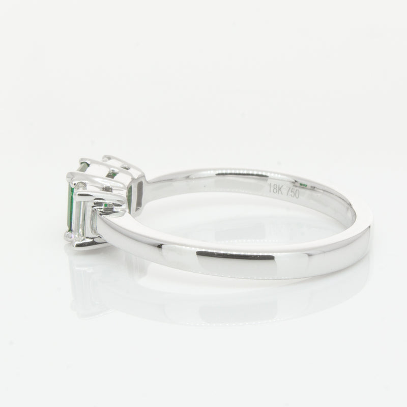 18ct White Gold Emerald & Diamond Odyssey Ring-Ring-Walker & Hall