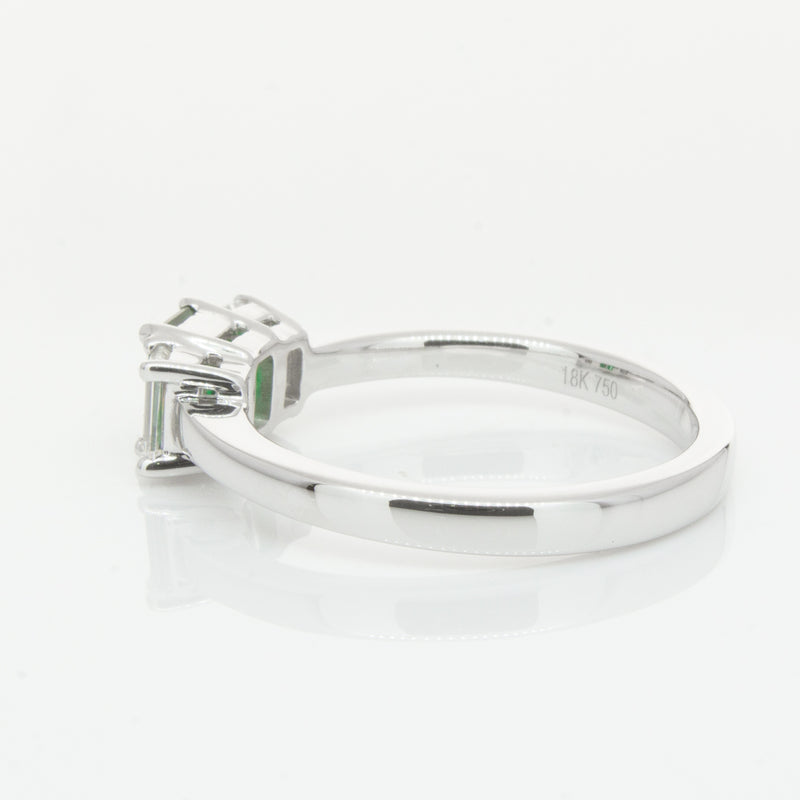 18ct White Gold Emerald & Diamond Odyssey Ring-Ring-Walker & Hall