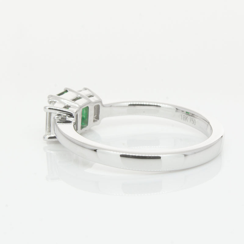 18ct White Gold Emerald & Diamond Odyssey Ring-Ring-Walker & Hall