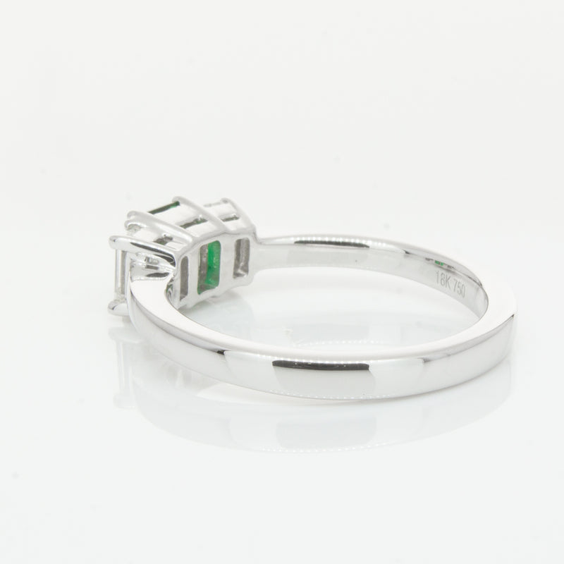 18ct White Gold Emerald & Diamond Odyssey Ring-Ring-Walker & Hall