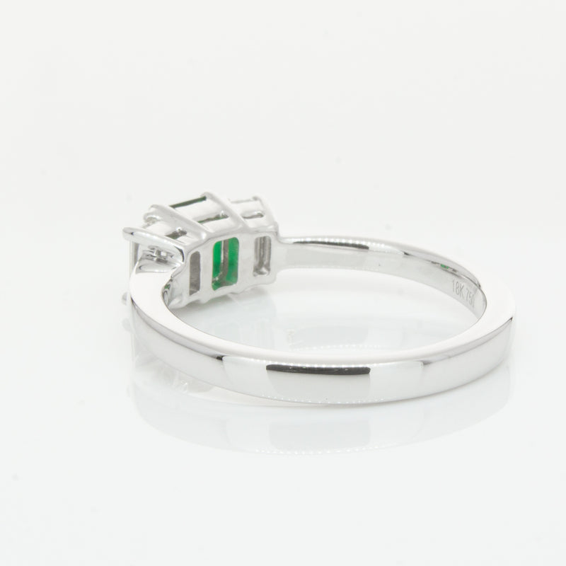 18ct White Gold Emerald & Diamond Odyssey Ring-Ring-Walker & Hall