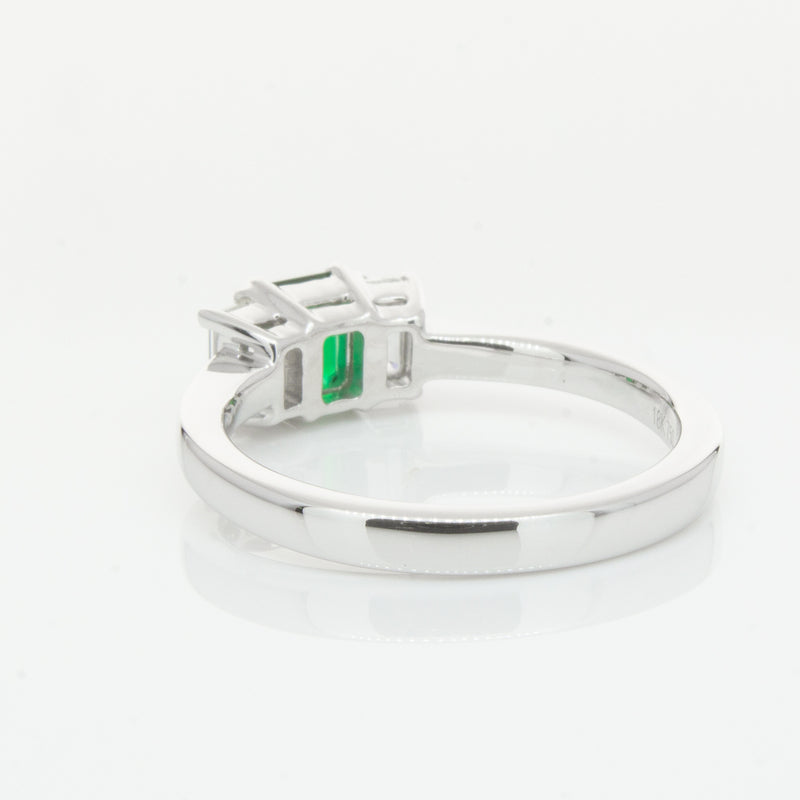 18ct White Gold Emerald & Diamond Odyssey Ring-Ring-Walker & Hall
