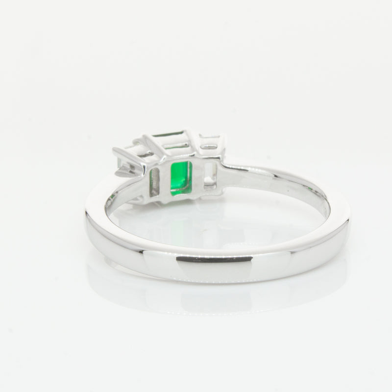 18ct White Gold Emerald & Diamond Odyssey Ring-Ring-Walker & Hall