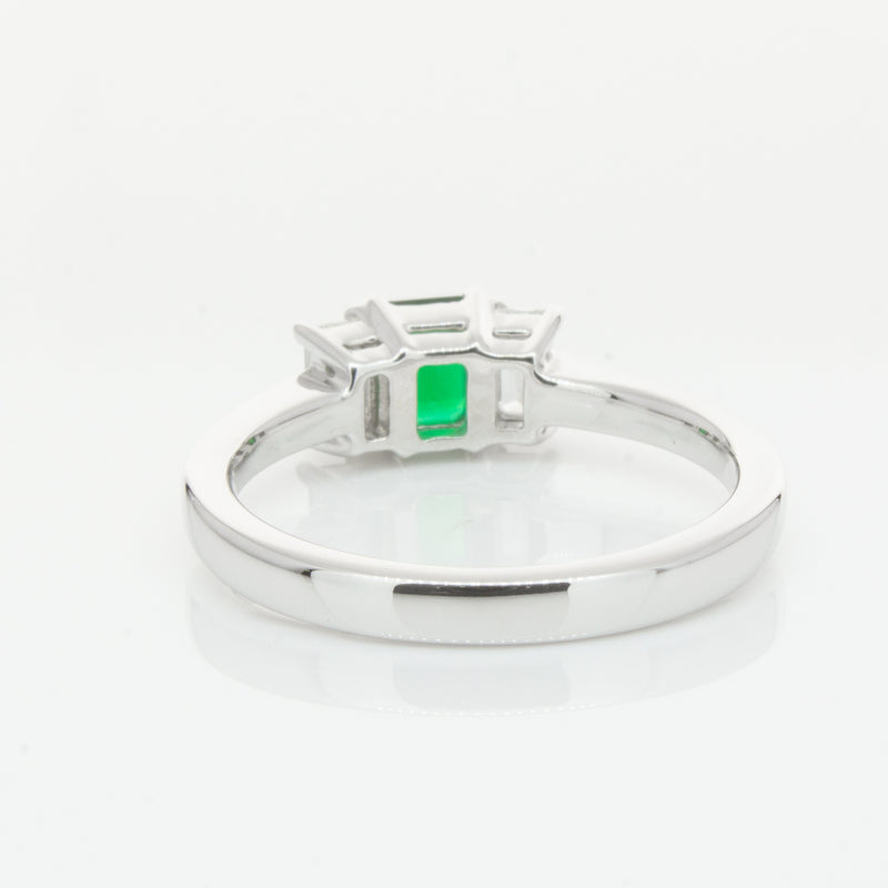 18ct White Gold Emerald & Diamond Odyssey Ring-Ring-Walker & Hall