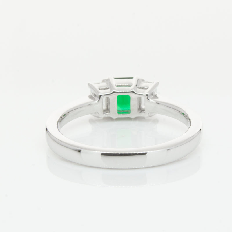 18ct White Gold Emerald & Diamond Odyssey Ring-Ring-Walker & Hall