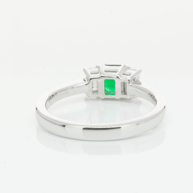 18ct White Gold Emerald & Diamond Odyssey Ring-Ring-Walker & Hall