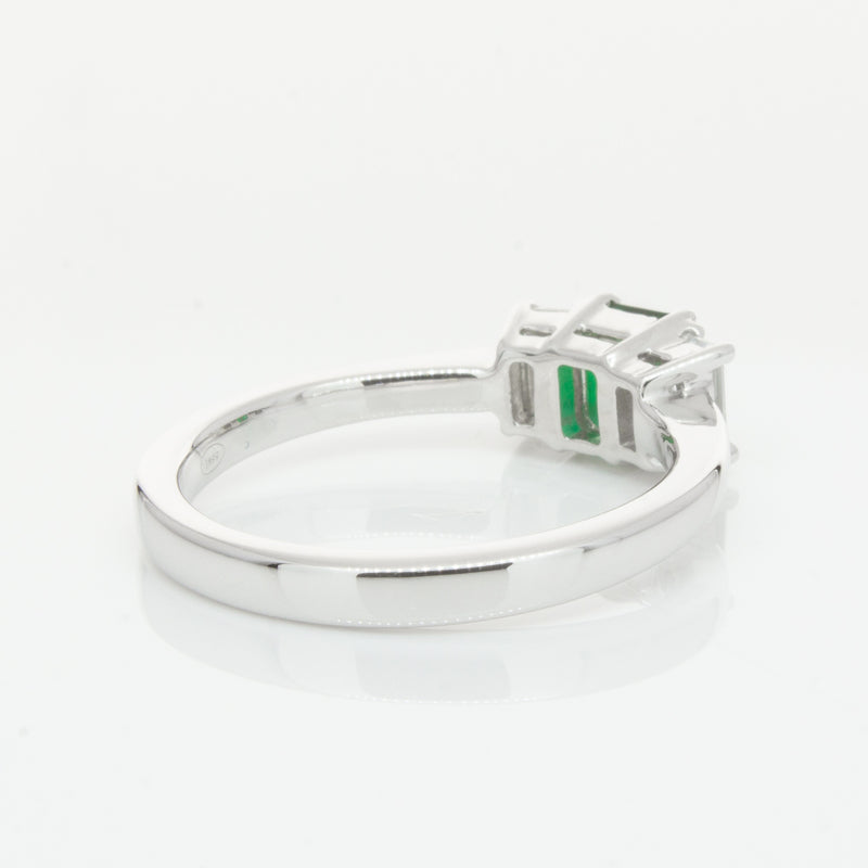 18ct White Gold Emerald & Diamond Odyssey Ring-Ring-Walker & Hall