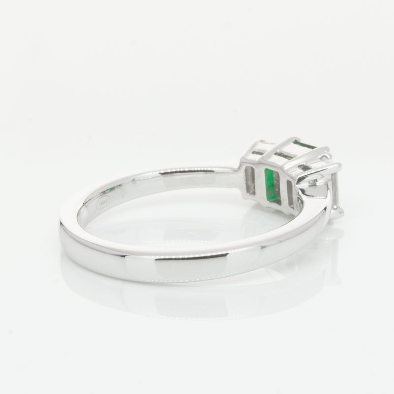 18ct White Gold Emerald & Diamond Odyssey Ring-Ring-Walker & Hall