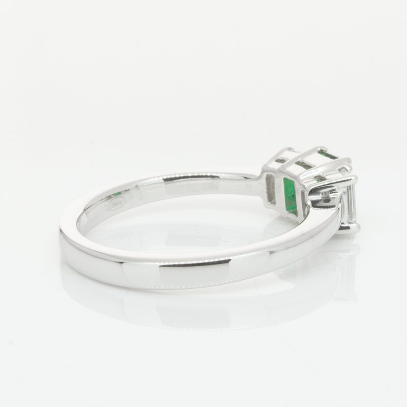 18ct White Gold Emerald & Diamond Odyssey Ring-Ring-Walker & Hall