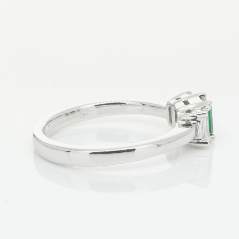 18ct White Gold Emerald & Diamond Odyssey Ring-Ring-Walker & Hall