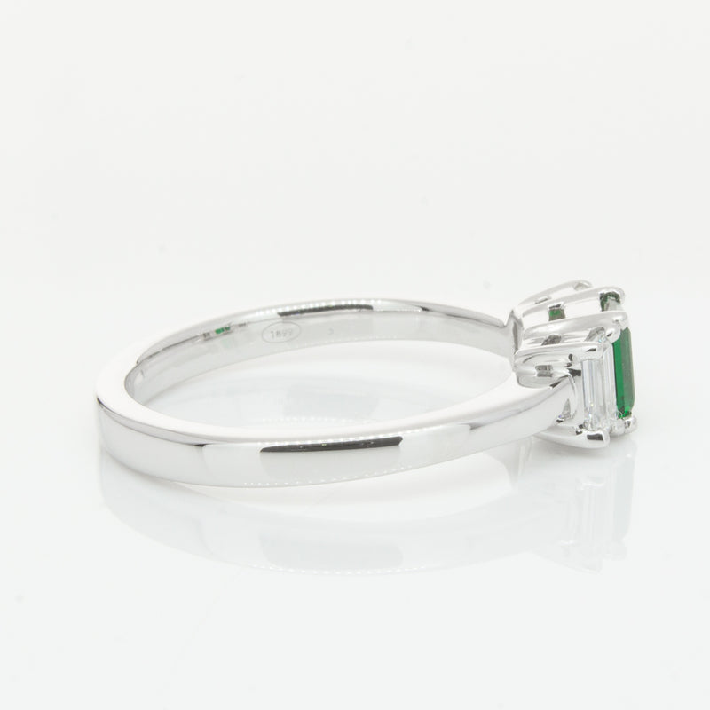18ct White Gold Emerald & Diamond Odyssey Ring-Ring-Walker & Hall